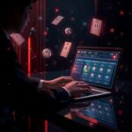 Gambar ilustrasi bermain di Situs Togel 88 Terpercaya, menampilkan laptop dengan antarmuka togel online dan angka digital berwarna-warni.
